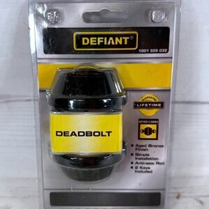 Defiant Aged Bronze Finish Deadbolt Keys Included Door‎ Lock